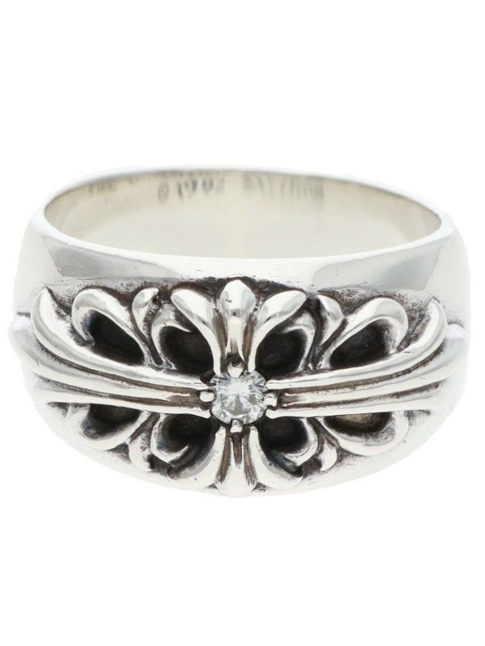 Chrome Hearts Floral Cross Diamond Silver Ring